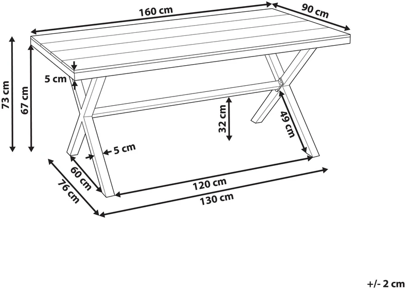 Beliani Sodo stalas TIANO 160 cm 90 cm metalinis juodas