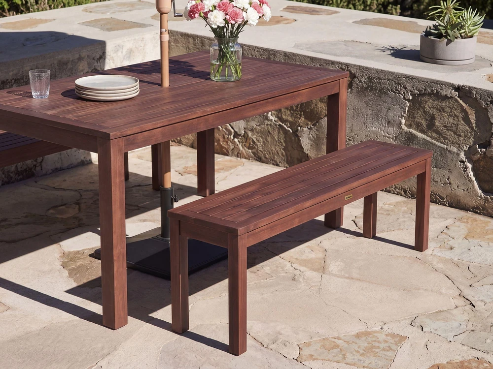 Beliani Sodo stalas TUSCANIA 180 cm 100 cm, eukalipto mediena, tamsiai rudas