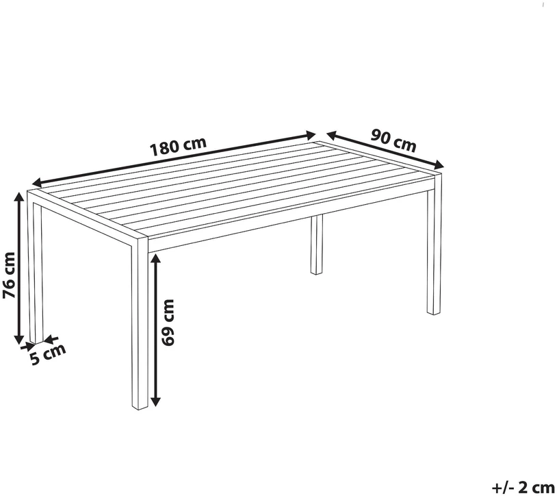 Beliani Sodo stalas VERNIO 180 cm 90 cm metalinis rudas