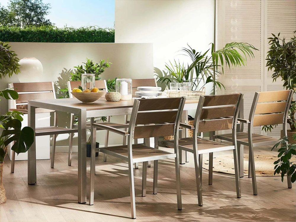 Beliani Sodo stalas VERNIO 180 cm 90 cm metalinis rudas