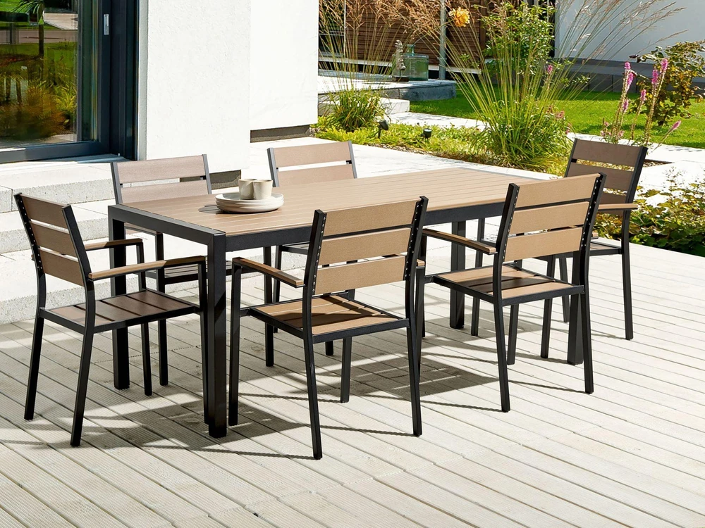 Beliani Sodo stalas VERNIO 180 cm 90 cm metalinis rudas/juodas