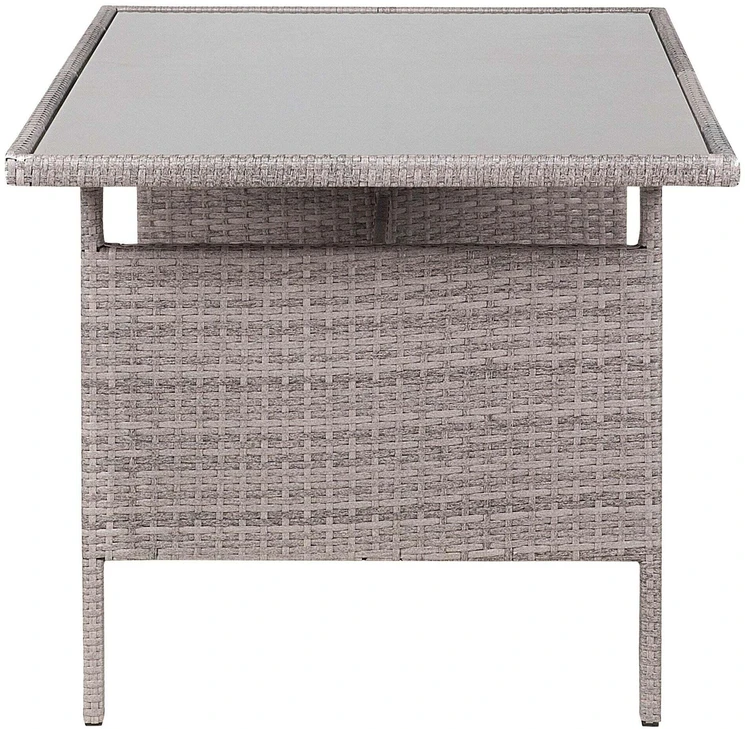 Beliani Sodo stalas VITERBO 145 cm 80 cm, stiklas, šviesiai pilkas