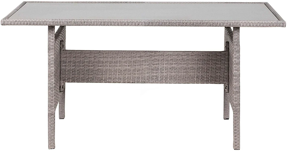 Beliani Sodo stalas VITERBO 145 cm 80 cm, stiklas, šviesiai pilkas