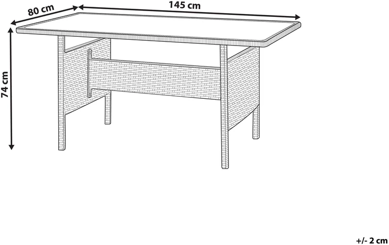 Beliani Sodo stalas VITERBO 145 cm 80 cm, stiklas, šviesiai pilkas