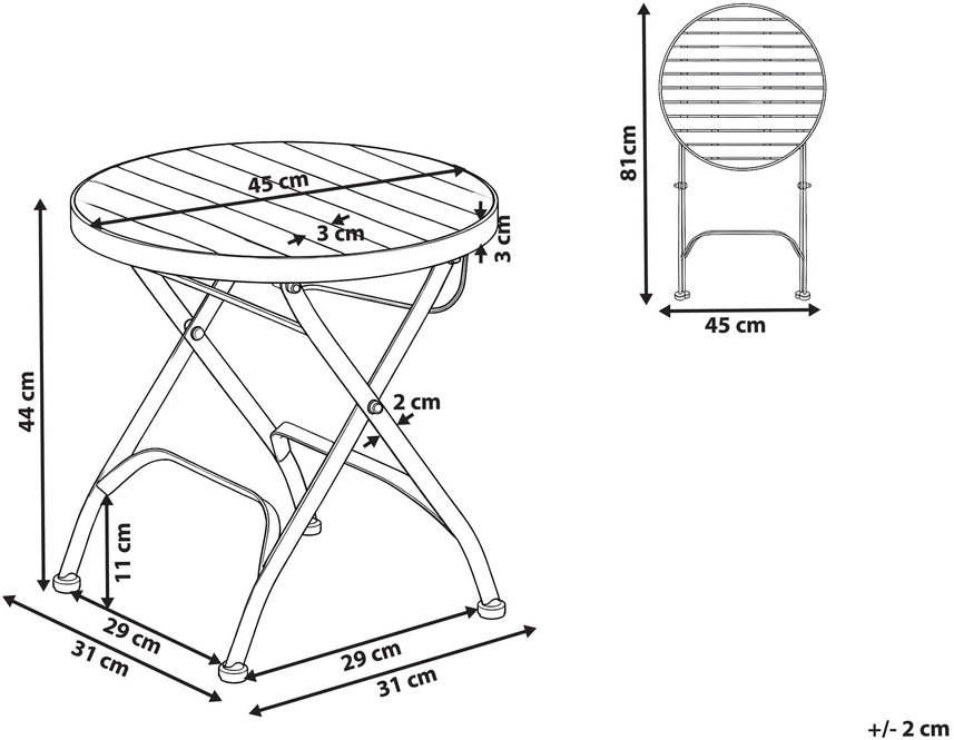 Beliani Sodo staliukas LASCARI 45 cm 45 cm Akacijos mediena Šviesiai rudas