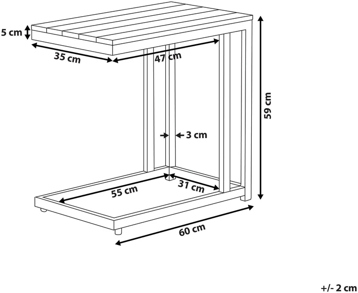 Beliani Sodo staliukas MESSINA 60 cm 35 cm baltas