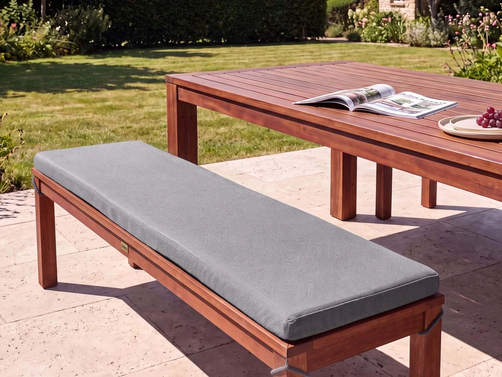 Beliani Sodo suolas su pagalve „TUSCANIA“ 160 cm, eukalipto mediena, pilkas