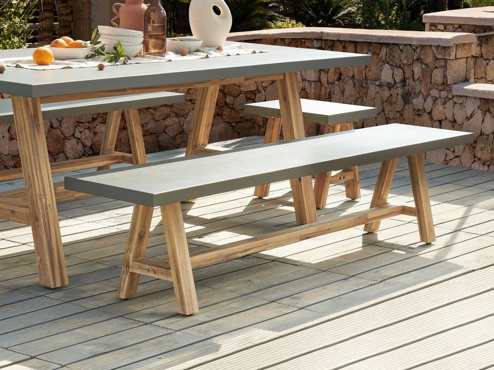 Beliani Sodo suolas TONNARE 200 cm, pilkas betonas