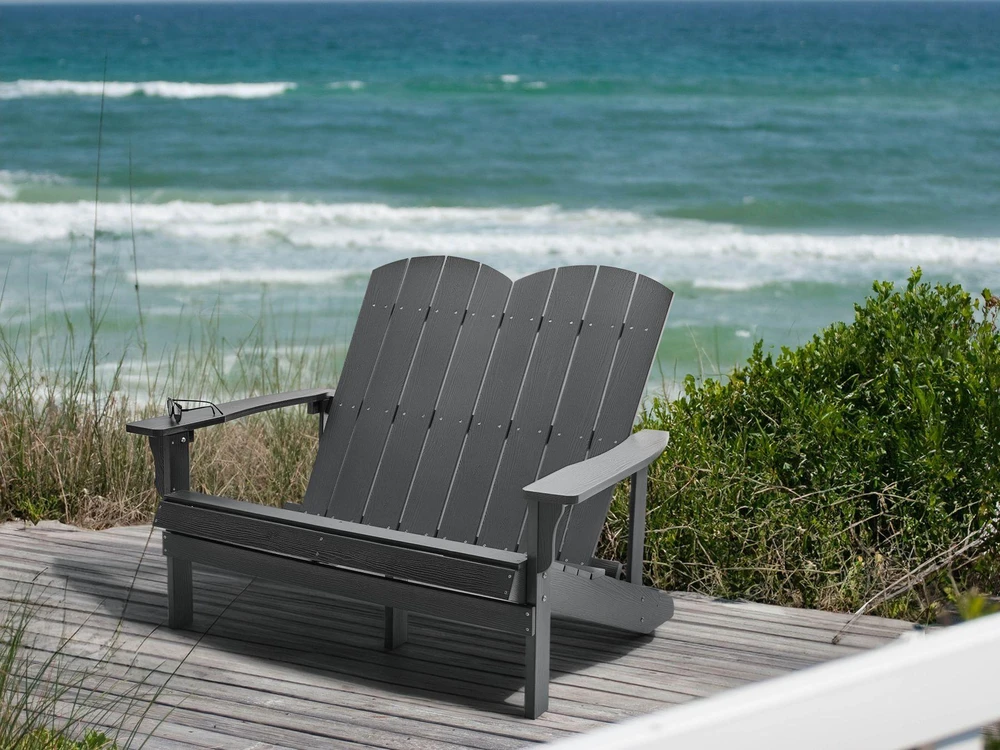 Beliani Sodo suoliukas ADIRONDACK 125 cm tamsiai pilkas