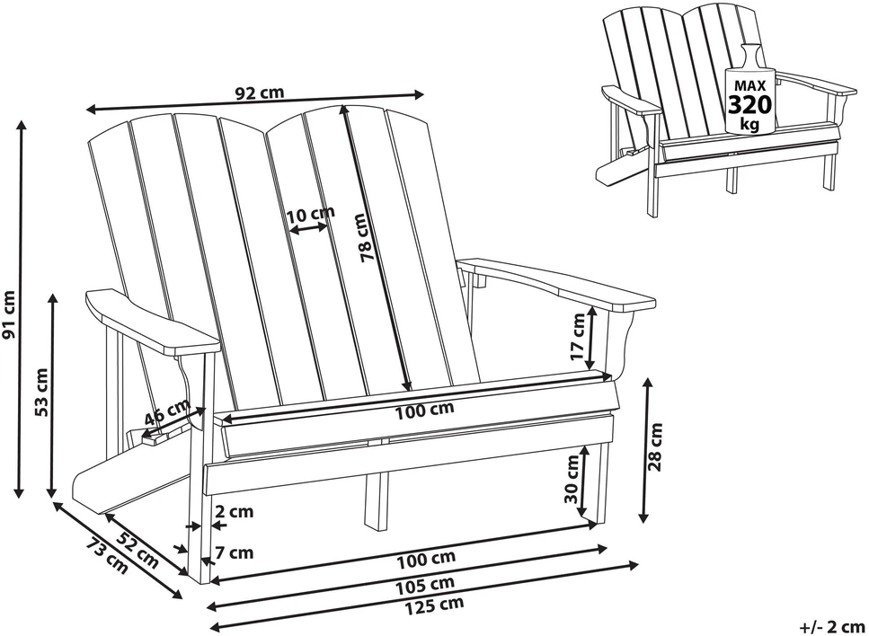 Beliani Sodo suoliukas ADIRONDACK 125 cm žydras