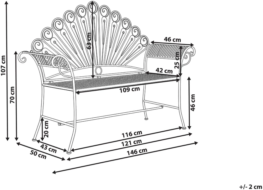 Beliani Sodo suoliukas PAVIA 146 cm metalinis, balkšva spalva