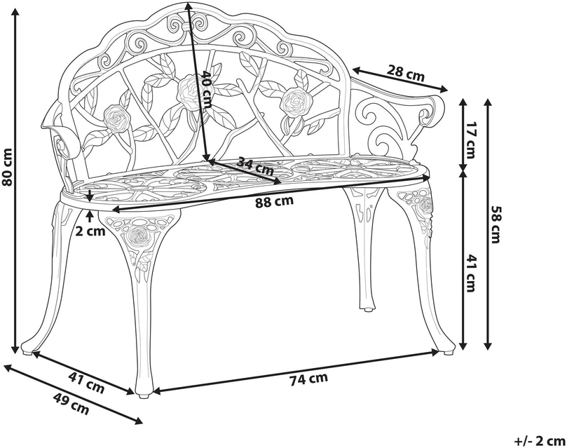 Beliani Sodo suoliukas PIURA 88 cm metalinis baltas