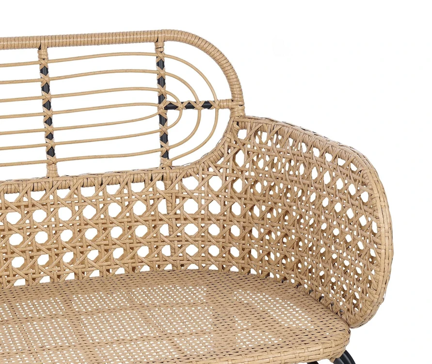 Sofa Beliani Sodo suoliukas su pagalve PRATELLO 122 cm, technorotangas, natūrali spalva