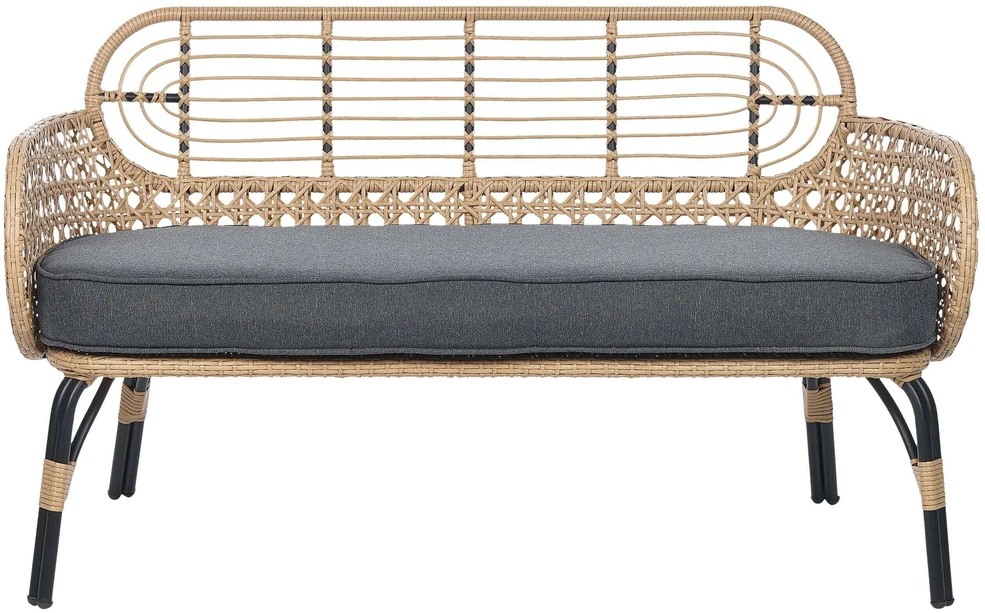 Sofa Beliani Sodo suoliukas su pagalve PRATELLO 122 cm, technorotangas, natūrali spalva