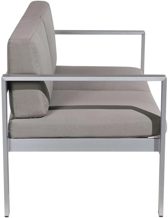 Beliani Sodo suoliukas su pagalve SALERNO 142 cm metalinis tamsiai pilkas