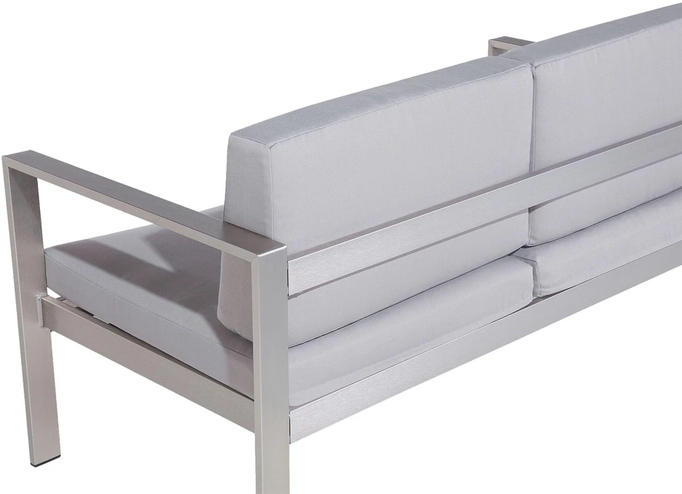 Beliani Sodo suoliukas su pagalve SALERNO 142 cm metalinis šviesiai pilkas