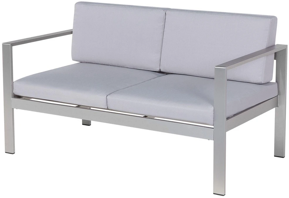 Beliani Sodo suoliukas su pagalve SALERNO 142 cm metalinis šviesiai pilkas