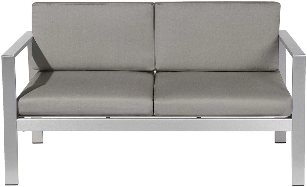 Beliani Sodo suoliukas su pagalve SALERNO 142 cm metalinis tamsiai pilkas