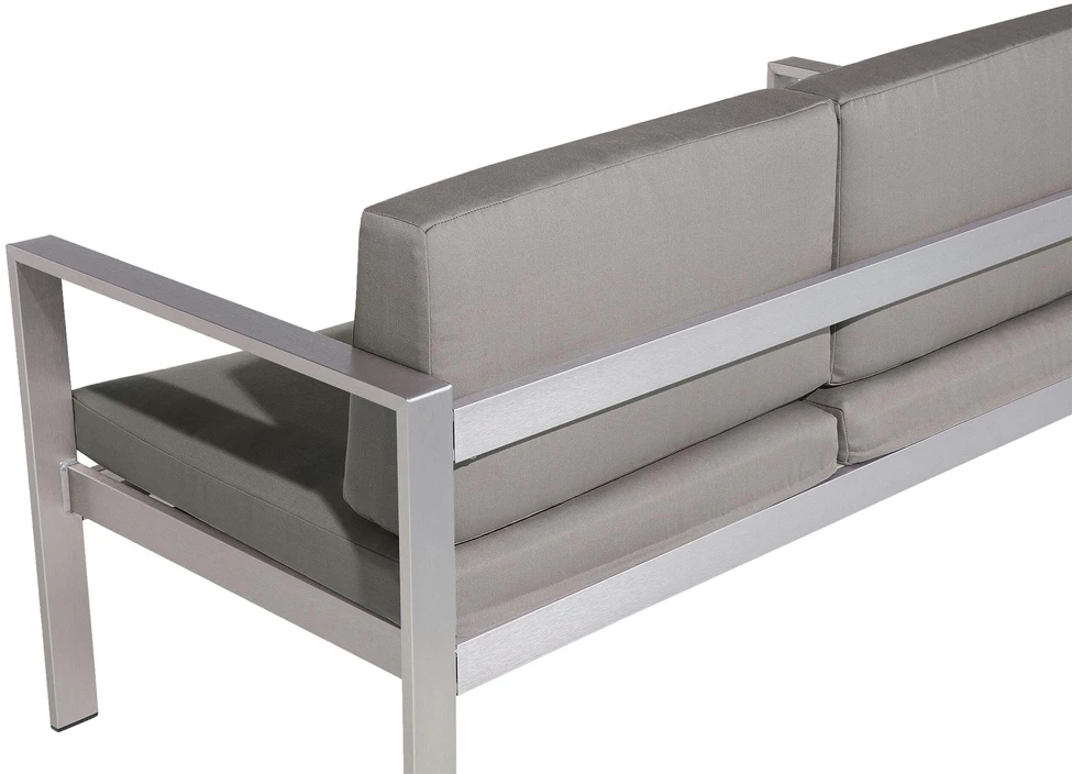 Beliani Sodo suoliukas su pagalve SALERNO 142 cm metalinis tamsiai pilkas