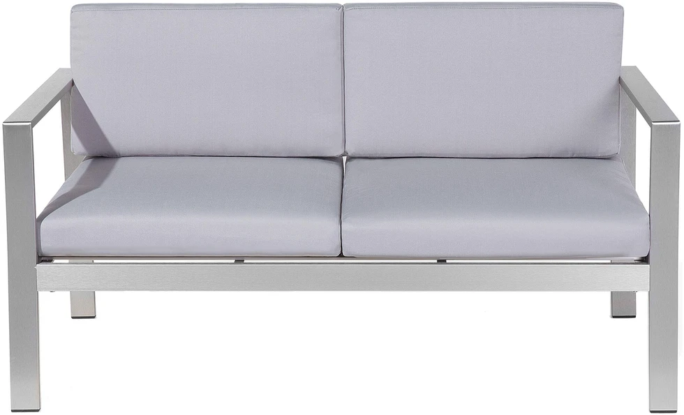 Beliani Sodo suoliukas su pagalve SALERNO 142 cm metalinis šviesiai pilkas