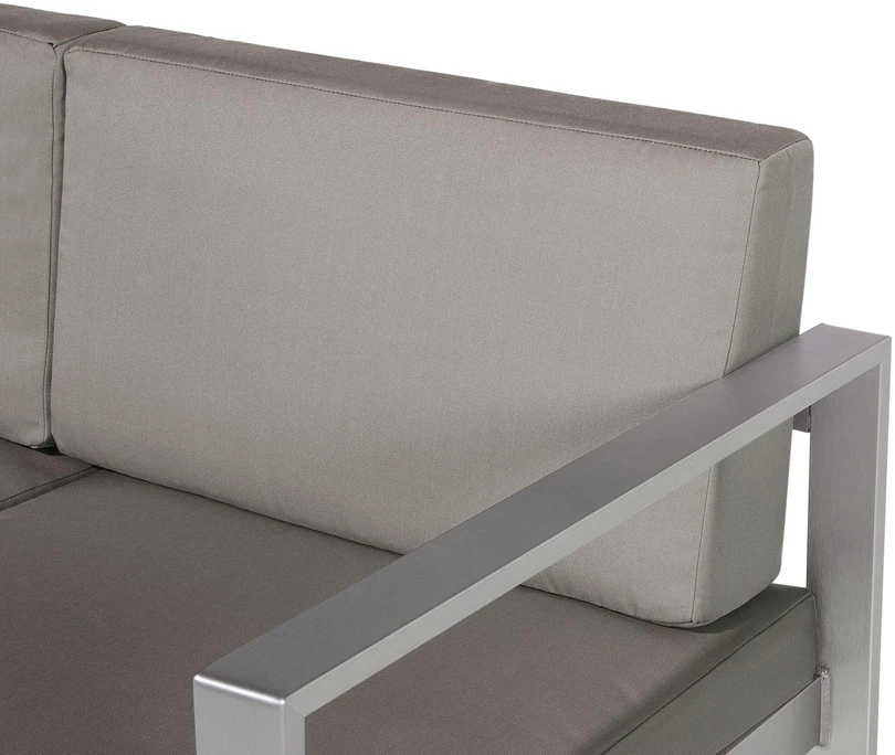 Beliani Sodo suoliukas su pagalve SALERNO 142 cm metalinis tamsiai pilkas