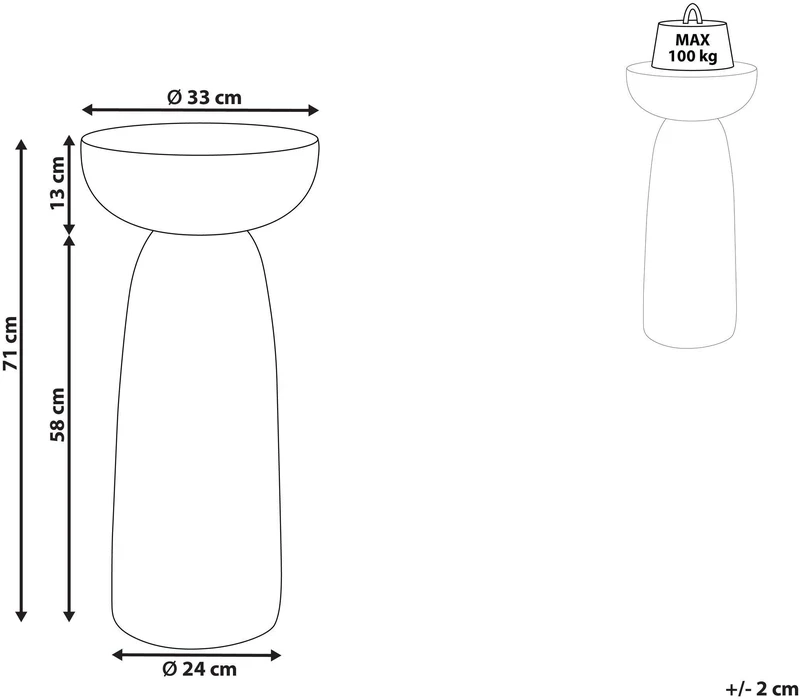 Beliani Šoninis staliukas CADINI 33 cm 33 cm Teraco efektas Balkšva