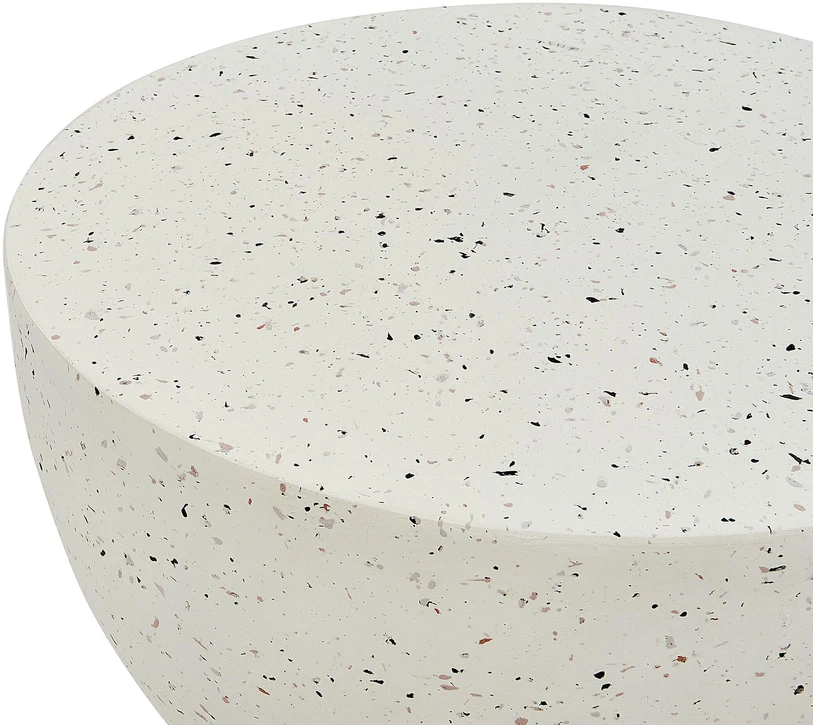 Beliani Šoninis staliukas CAORIA 40 cm 40 cm Teraco efektas, kreminė balta