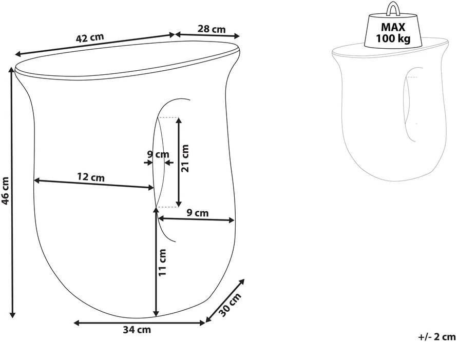 Beliani Šoninis staliukas IDRO 42 cm 28 cm oranžinis
