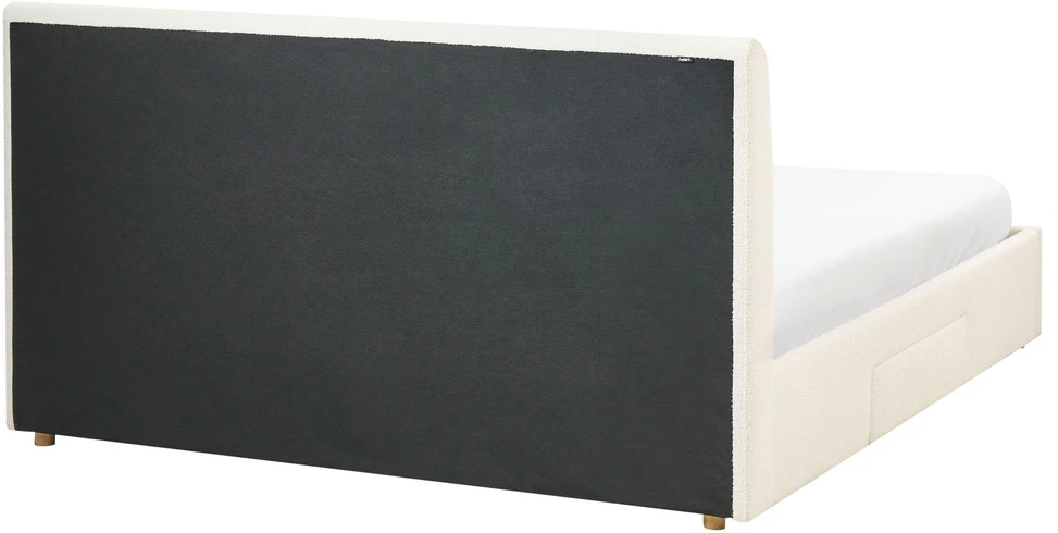 Beliani SOUTRIN Boucle lova su stalčiais, natūralios baltos spalvos, 180 x 200 cm
