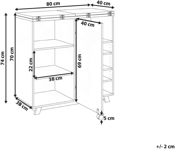 Beliani Spintelė su rašomojo stalo funkcija FLOMOT, balta, 80 cm, 40/80 cm, sulankstoma