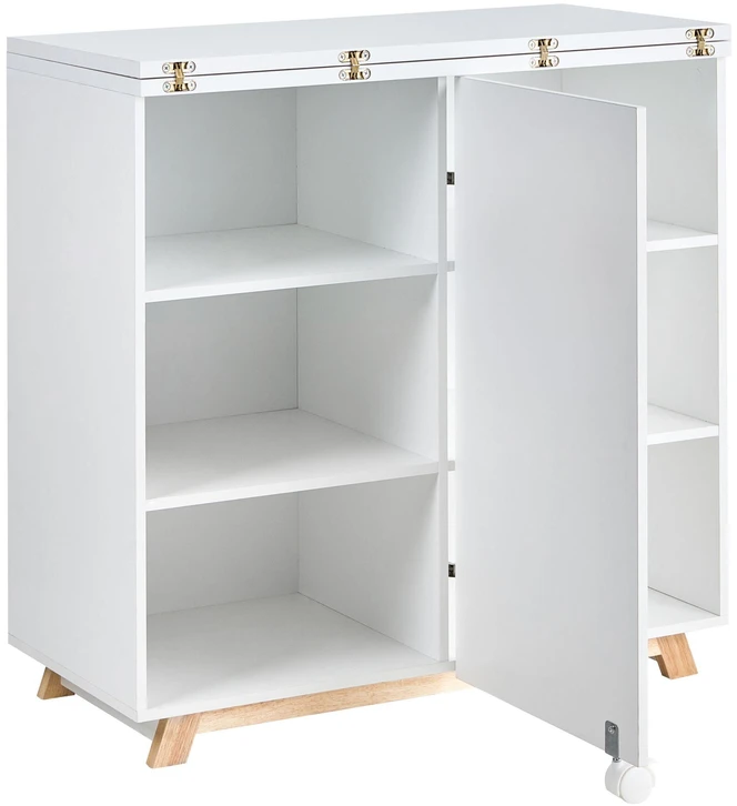 Beliani Spintelė su rašomojo stalo funkcija FLOMOT, balta, 80 cm, 40/80 cm, sulankstoma