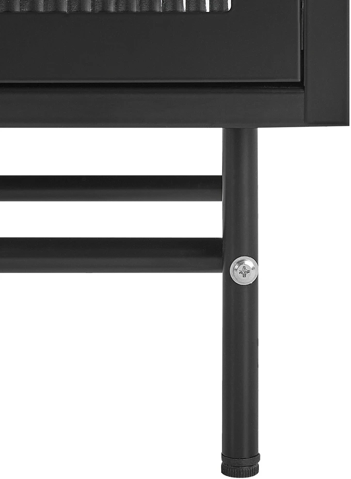 Beliani Spintelė su stiklinėmis durelėmis DEVON metalinė 115 cm, juoda