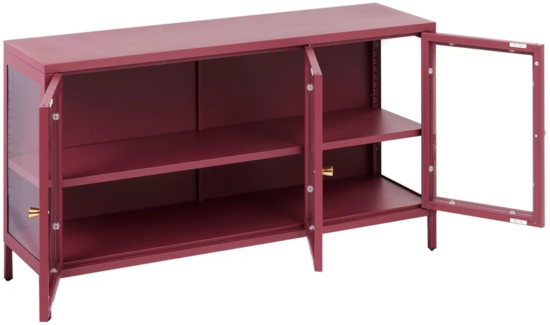Beliani Spintelė su stiklinėmis durelėmis NEWPORT Metal 115 cm bordinė