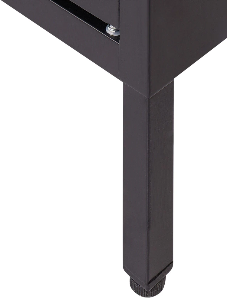 Beliani Spintelė su stiklinėmis durelėmis NEWPORT metalinė 115 cm, juoda