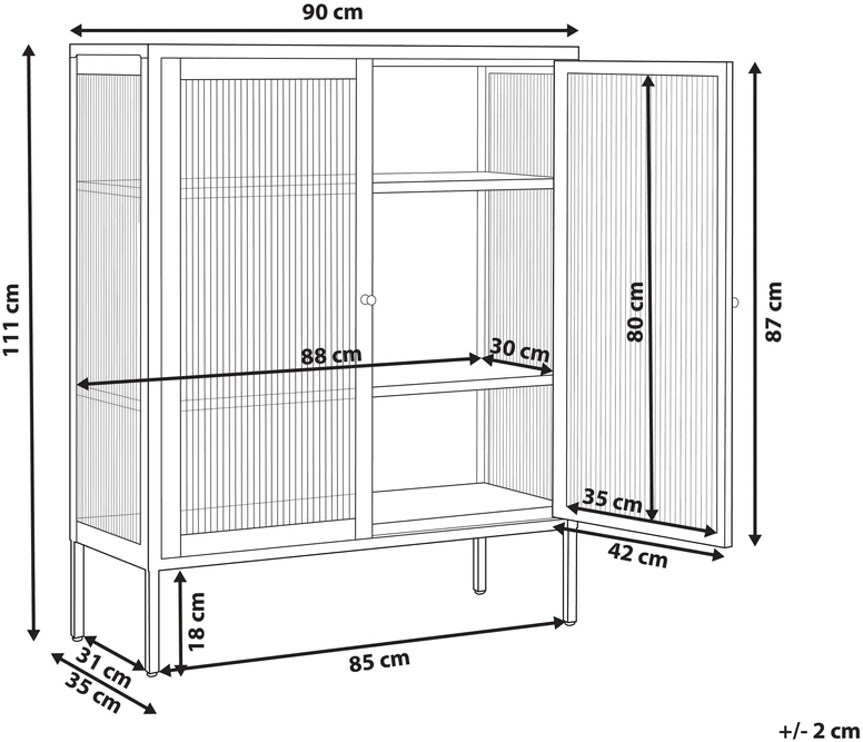 Beliani Spintelė su stiklinėmis durelėmis LERRYN metalinė 90 cm žalia