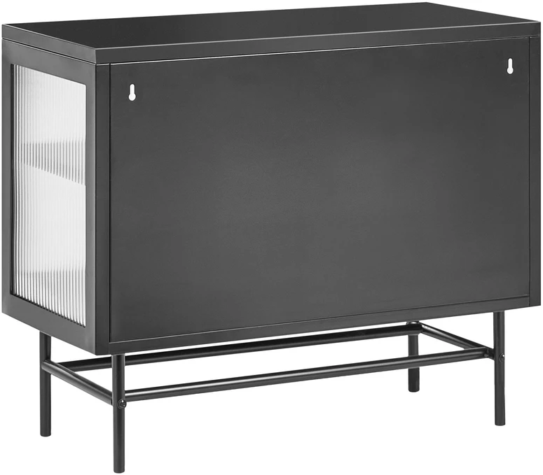 Beliani Spintelė su stiklinėmis durelėmis DEVON Metal 77 cm juoda
