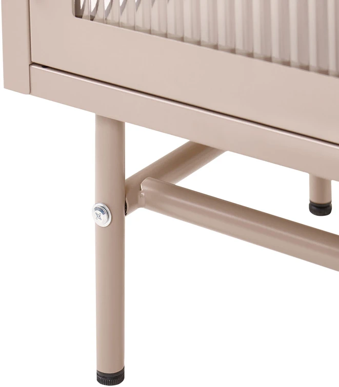 Beliani Spintelė su stiklinėmis durelėmis DEVON metalinė 77 cm, smėlio spalvos