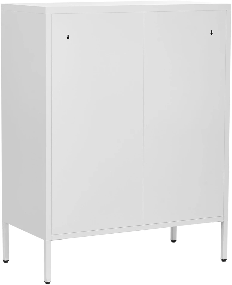 Beliani Spintelė su stiklinėmis durelėmis ESHOLT metalinė 80 cm, balta