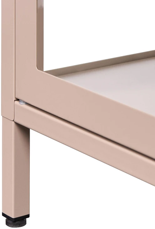 Beliani Spintelė su stiklinėmis durelėmis NEWPORT metalinė 115 cm smėlio spalvos