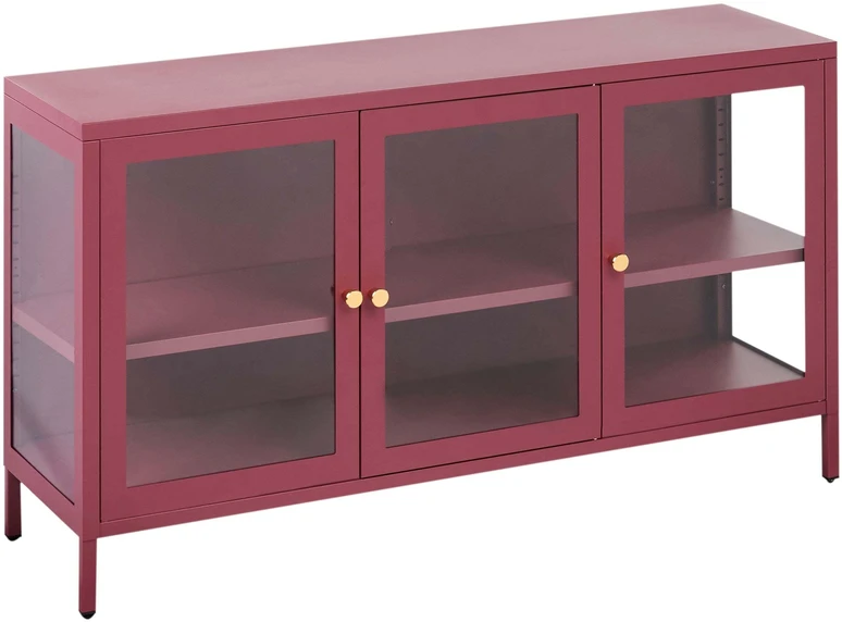 Beliani Spintelė su stiklinėmis durelėmis NEWPORT Metal 115 cm bordinė
