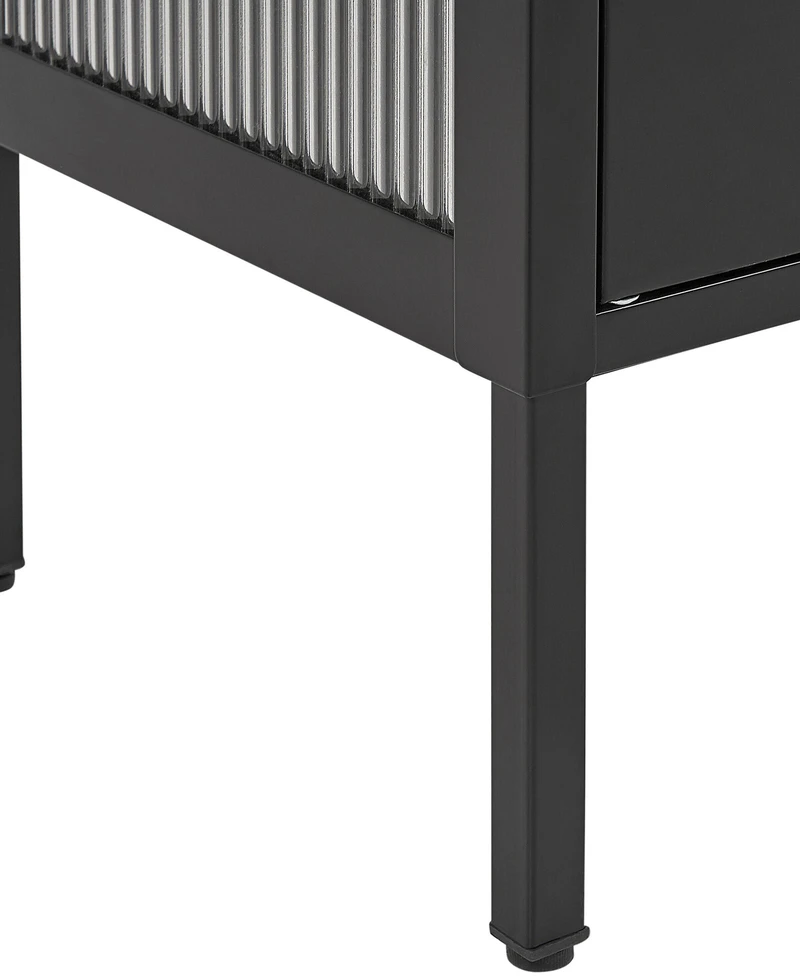 Beliani Spintelė su stiklinėmis durelėmis SARRE metalinė 90 cm juoda
