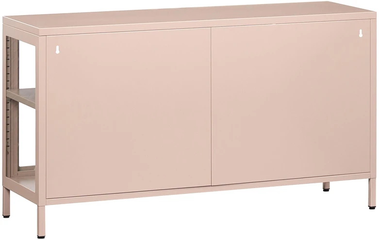 Beliani Spintelė su stiklinėmis durelėmis NEWPORT metalinė 115 cm smėlio spalvos