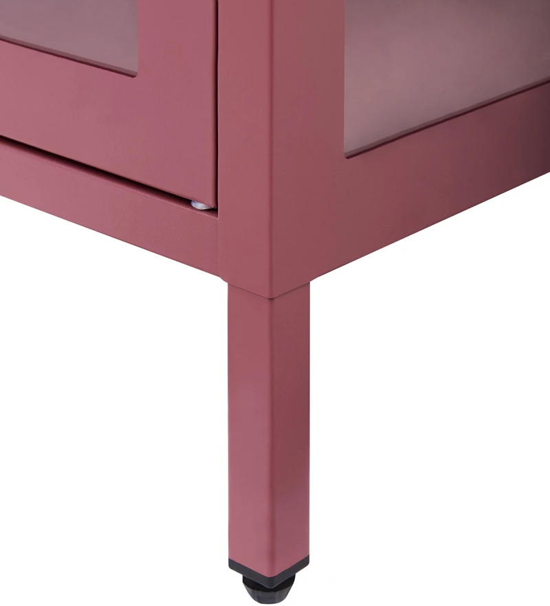 Beliani Spintelė su stiklinėmis durelėmis NEWPORT Metal 115 cm bordinė