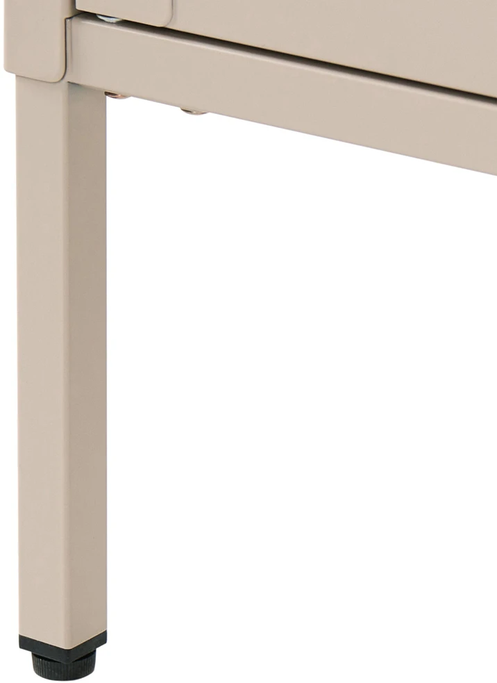 Beliani Spintelė su stiklinėmis durelėmis SARRE metalinė 90 cm smėlio spalvos