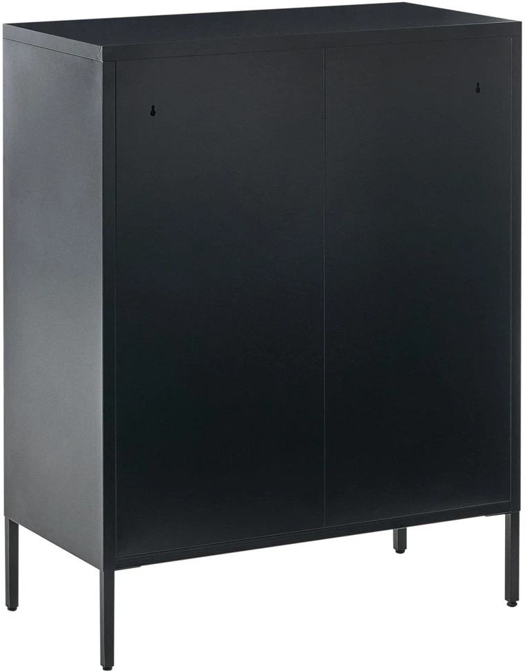 Beliani Spintelė su stiklinėmis durelėmis ESHOLT metalinė 80 cm juoda