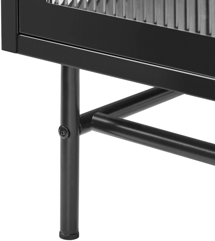 Beliani Spintelė su stiklinėmis durelėmis DEVON Metal 77 cm juoda