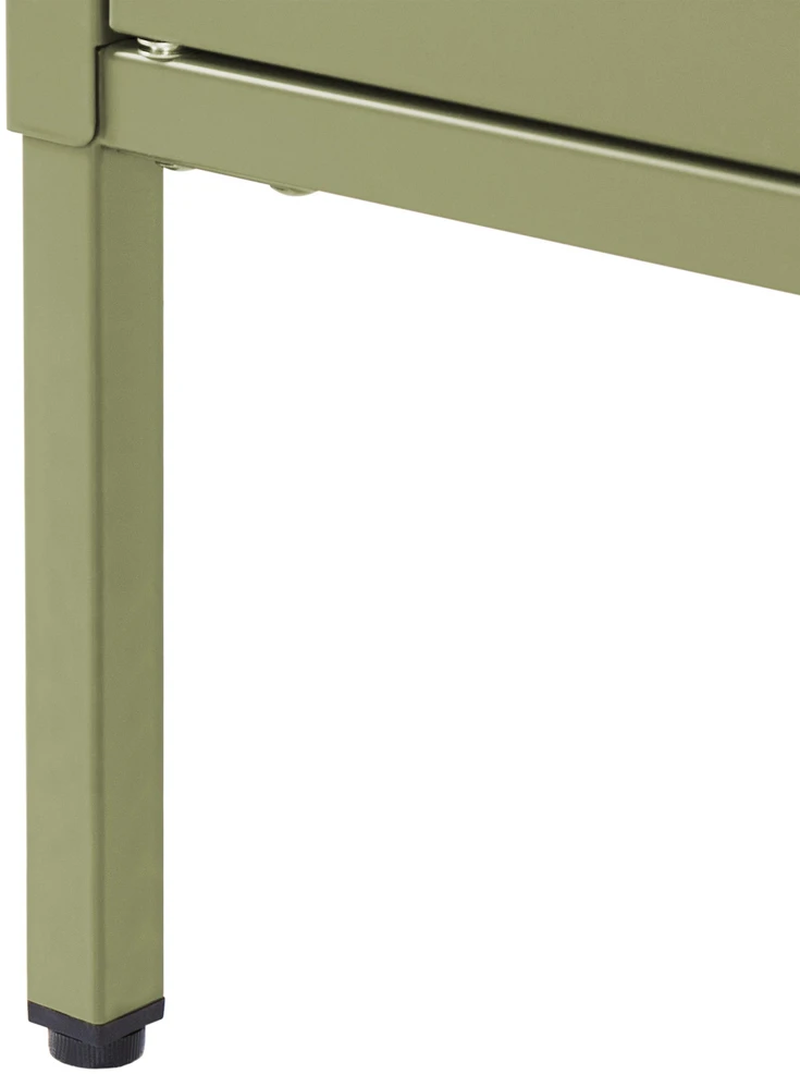Beliani Spintelė su stiklinėmis durelėmis LERRYN metalinė 90 cm žalia