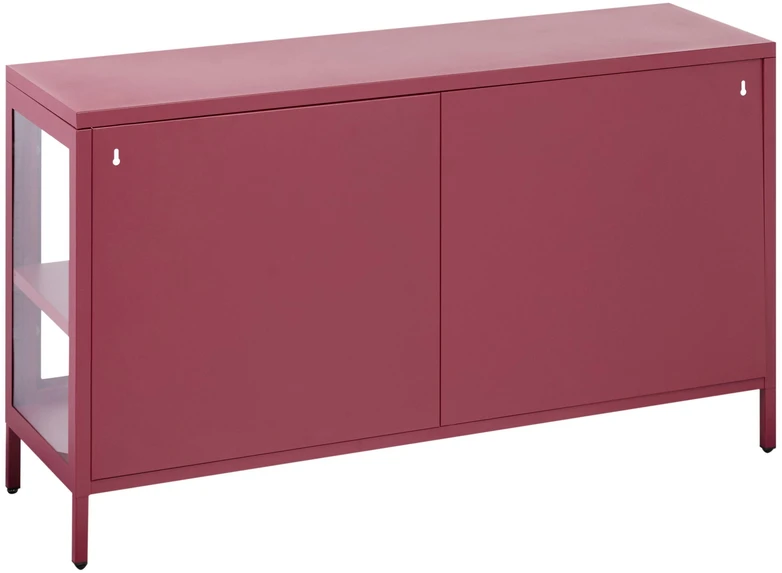 Beliani Spintelė su stiklinėmis durelėmis NEWPORT Metal 115 cm bordinė
