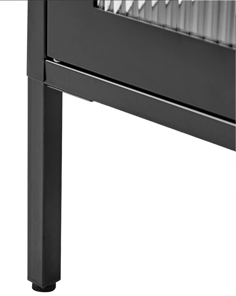 Beliani Spintelė su stiklinėmis durelėmis LERRYN Metal 90 cm juoda