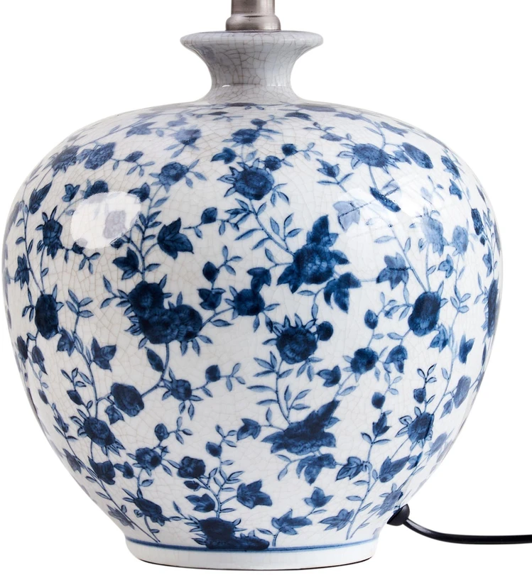 Beliani Stalinė lempa SILVES Porcelanas Balta/Mėlyna